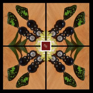Handgemaakte oorbellen:  ‘ Icarus in Green ‘