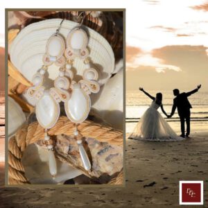 Handgemaakte oorbellen:  ‘ Beach Bride ‘