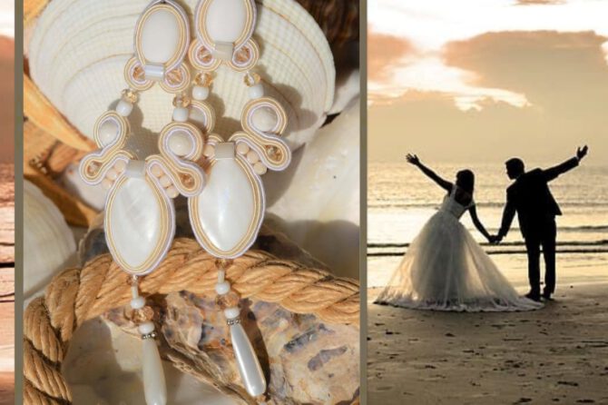 Handgemaakte oorbellen:  ‘ Beach Bride ‘