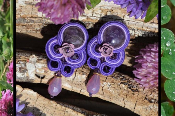 Handgemaakte oorbellen :  ‘ Lilac Lilly ‘