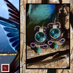 ‘ Birdie Blue ‘ handgemaakte soutache oorbellen op verzoek gemaakt door EEE