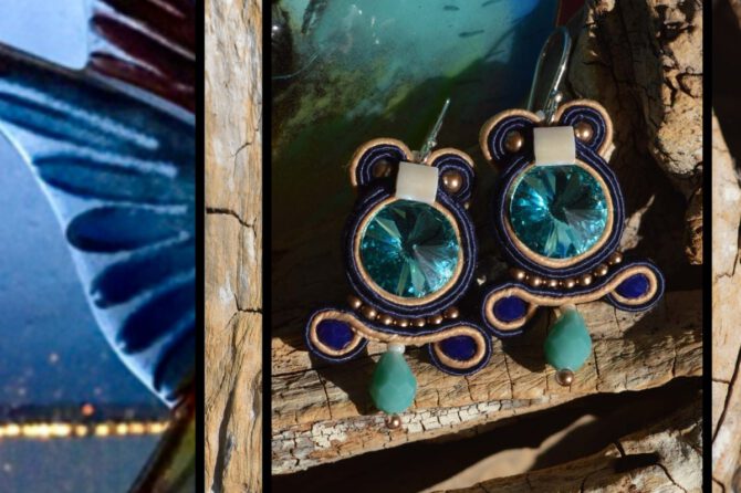 ‘ Birdie Blue ‘ handgemaakte soutache oorbellen op verzoek gemaakt door EEE