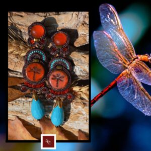 ‘ Dragonfly in Autumn ‘ , handgemaakte soutache oorbellen van EEE
