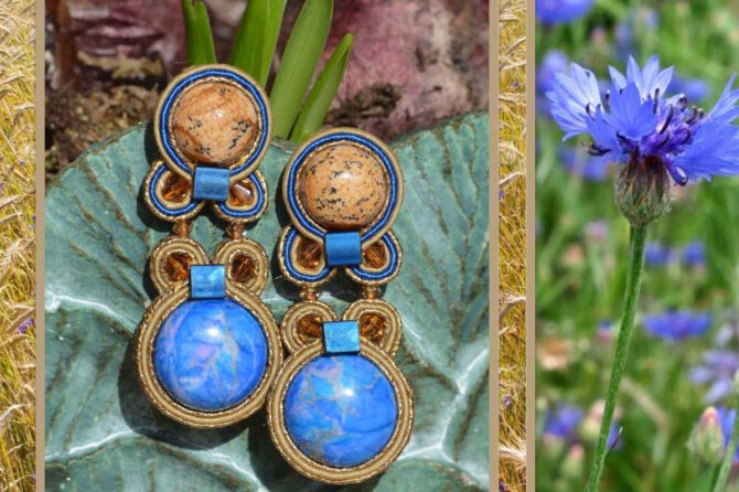 Korenbloem blauwe oorbellen