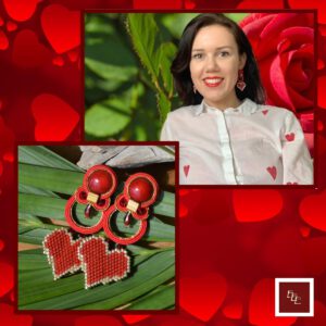 Handgemaakte oorbellen met rood hart