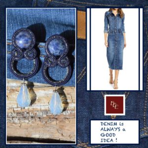 Handgemaakte oorbellen denim blauw