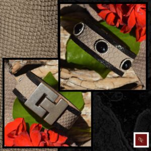 Handgemaakte lerenarmband Onyx