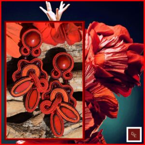 Handgemaakte oorbellen in vlammend rood