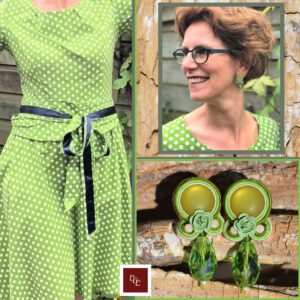 Handgemaakte oorbellen in groen tinten