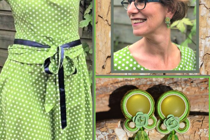 Handgemaakte oorbellen in groen tinten