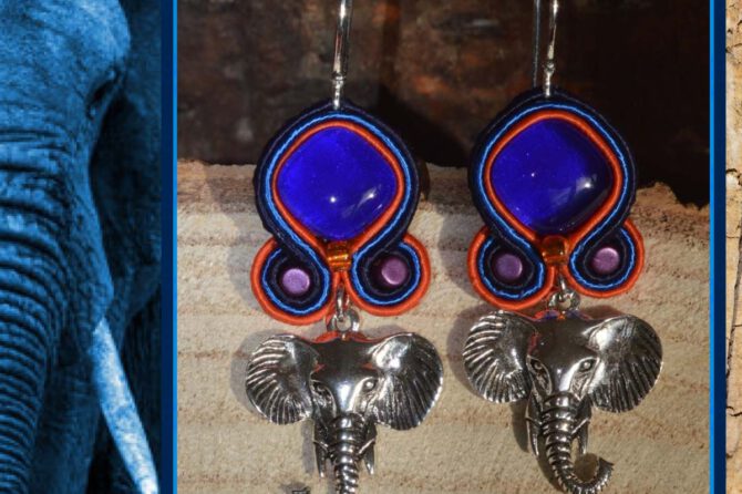 Handgemaakte oorbellen ‘ Elephant Blues ‘